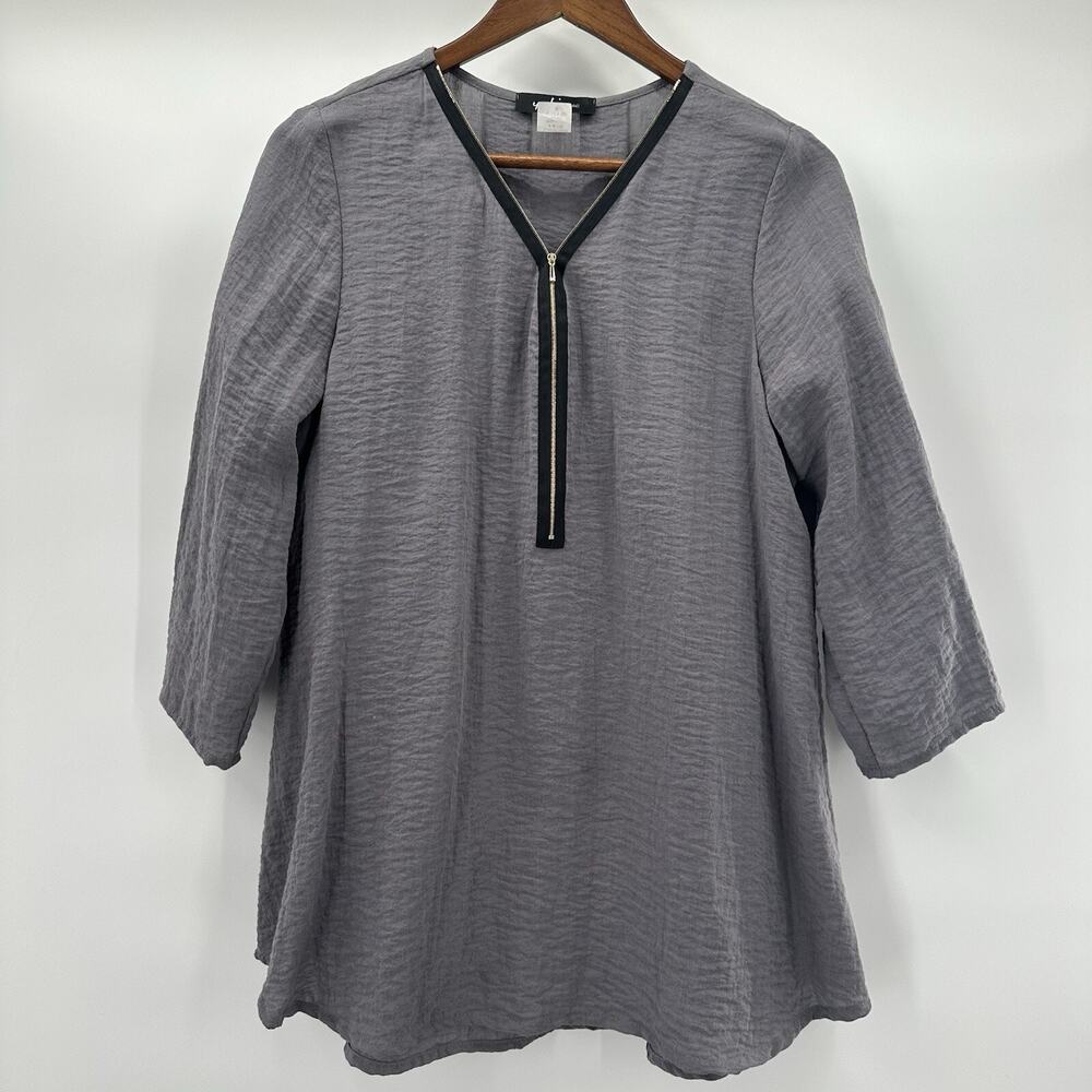 Yushi Top Womens Medium Shirt Tunic‎ Lagenlook Crinkle T Y2K Asymmetrical